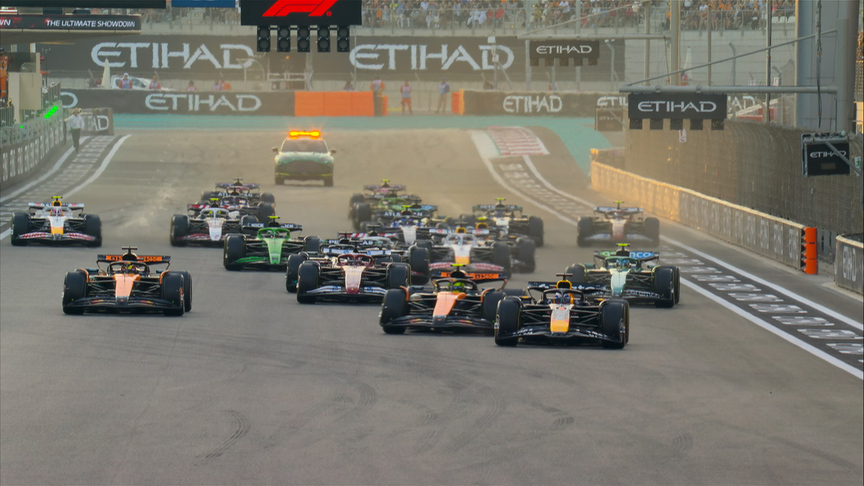 2025 Abu Dhabi Grand Prix: Polesitter Verstappen leads away from Norris on the race start